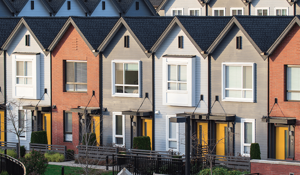 Image of newly-built townhomes in a row