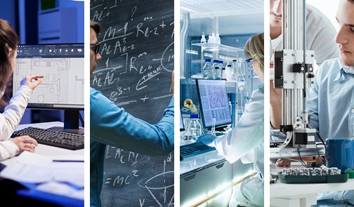 Collage of stock images used as thumbnail for 2021 STEM job growth index advisory