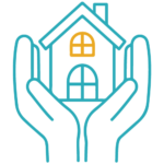 Affordable Housing Icon Blue Graphic representing affordable housing