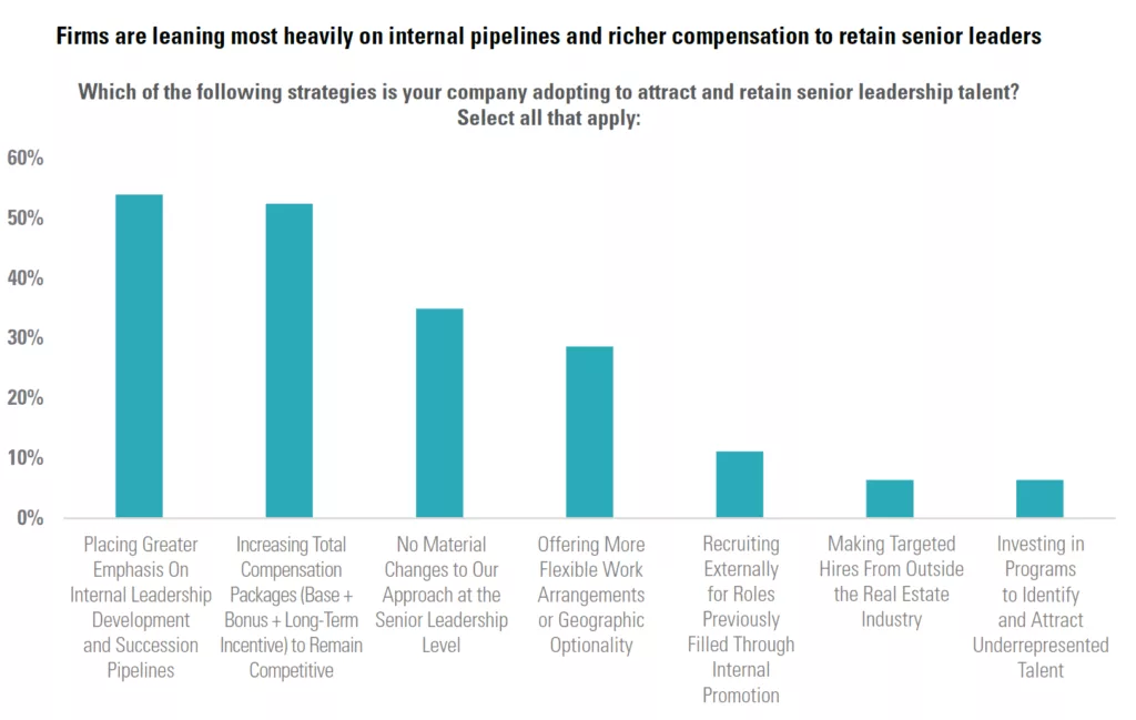 Which of the following strategies is your company adopting to attract and retain senior leadership talent? Select all that apply